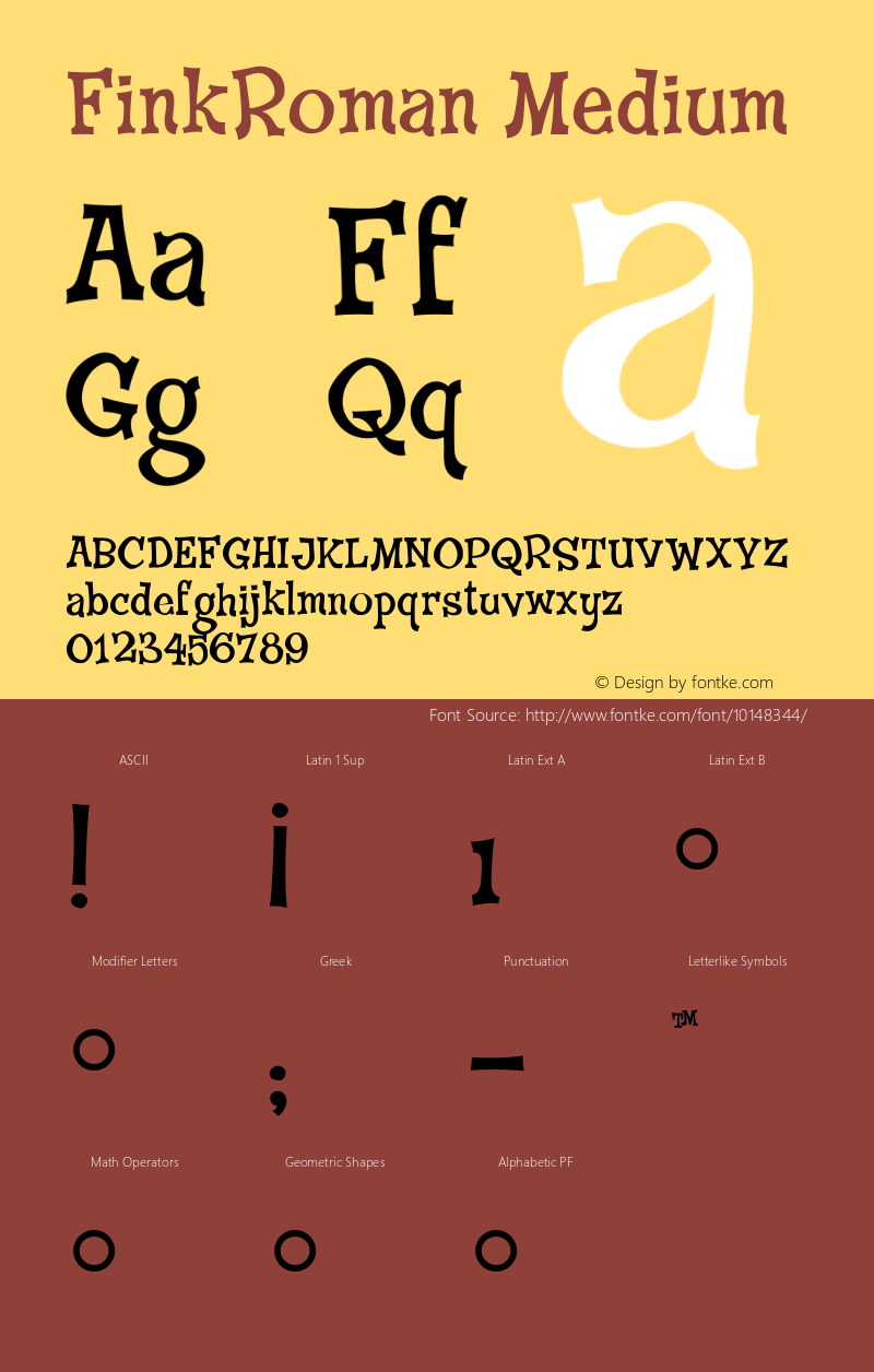 FinkRoman Medium Version 001.000 Font Sample