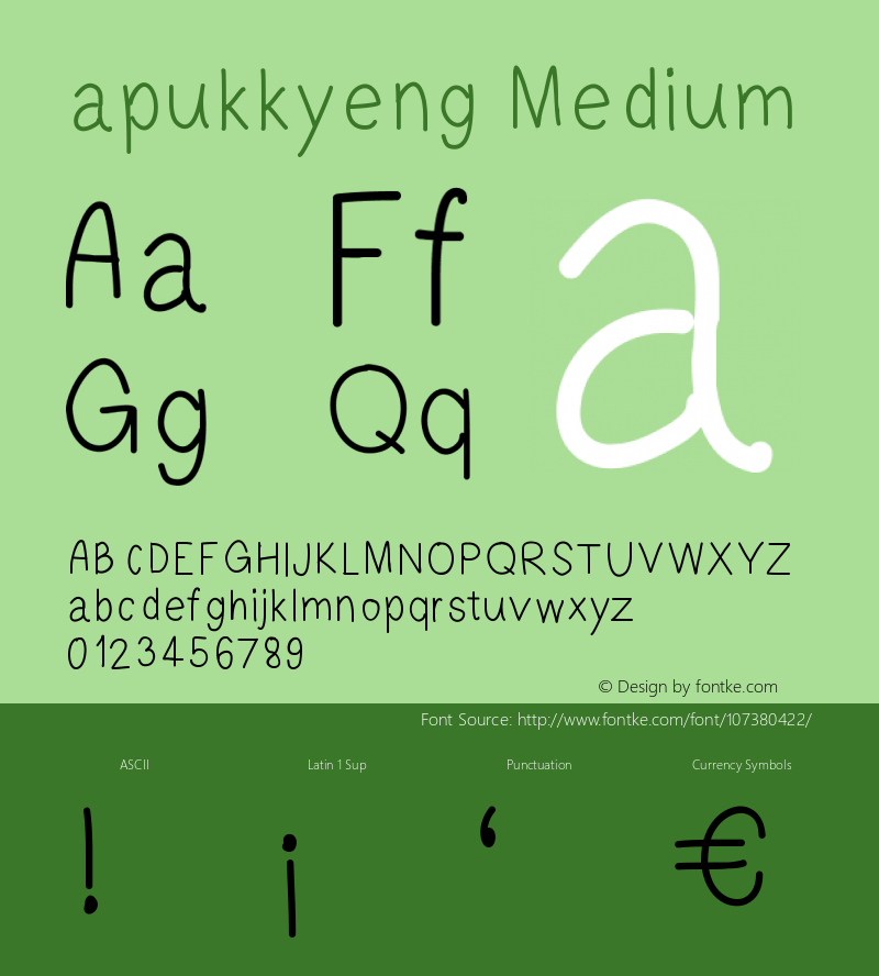 apukkyeng Version 001.000 Font Sample