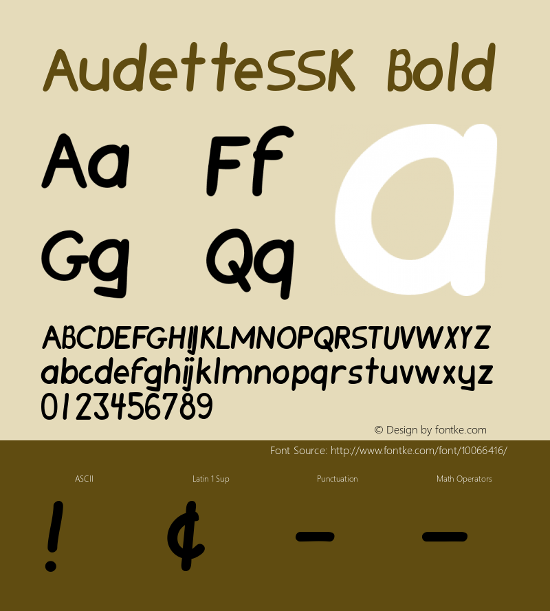 AudetteSSK Bold Macromedia Fontographer 4.1 8/10/95 Font Sample