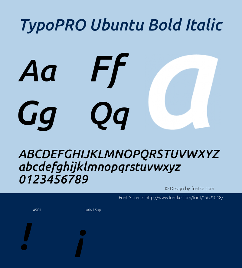 TypoPRO Ubuntu Bold Italic 0.83 Font Sample