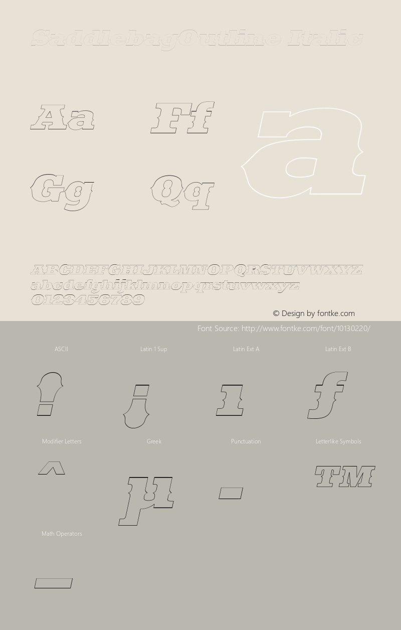 SaddlebagOutline Italic Rev. 003.000 Font Sample