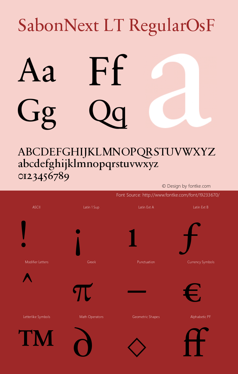 SabonNext LT Regular Old Style Figures Version 001.000 Font Sample