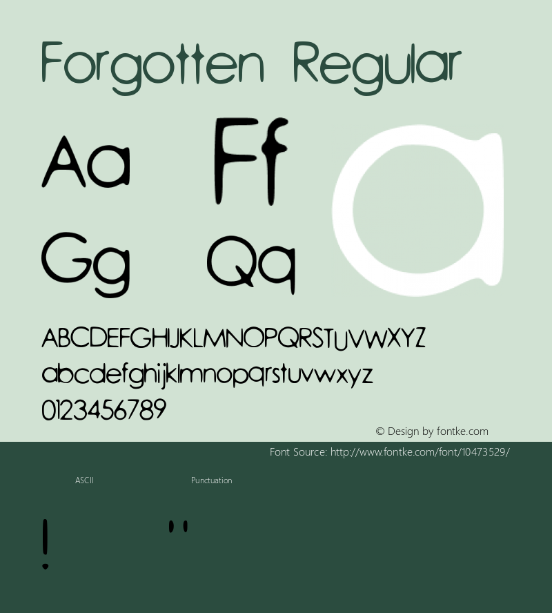 Forgotten Regular Version 001.000 Font Sample