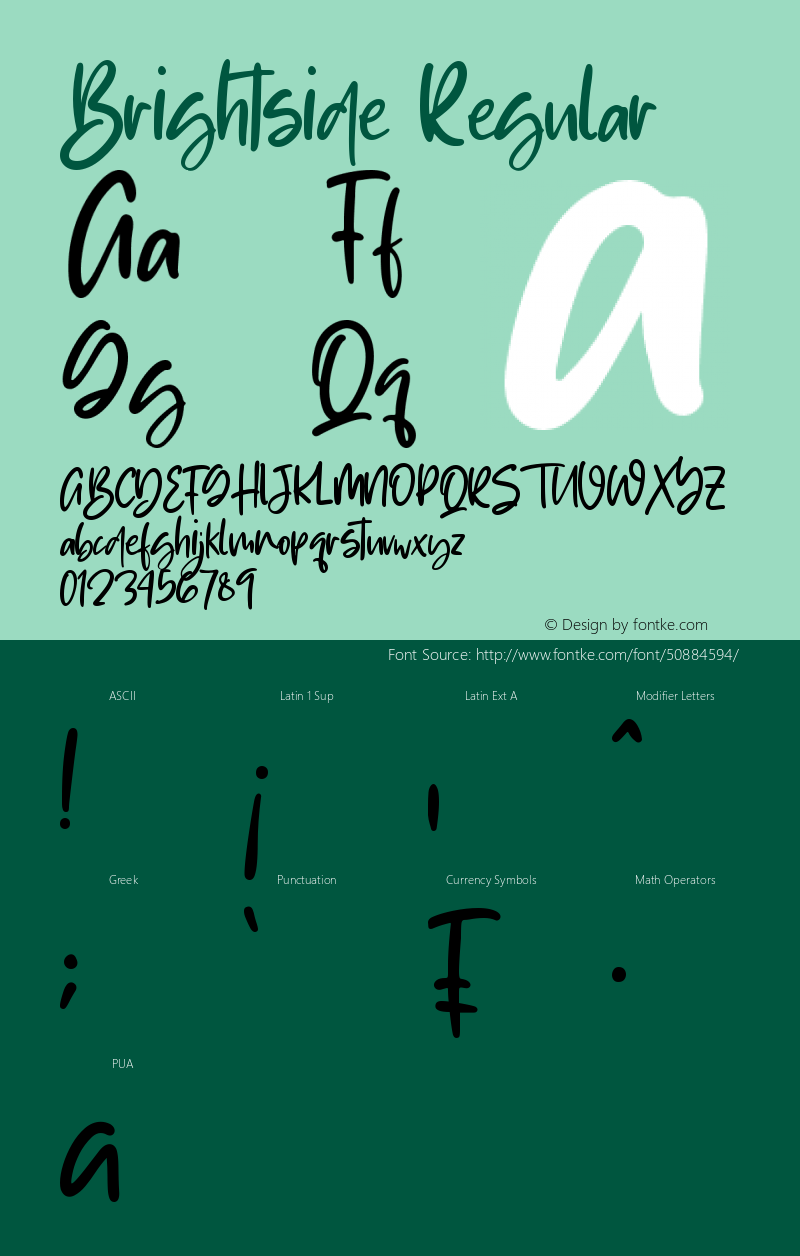 Brightside Version 1.00;August 14, 2019;FontCreator 11.5.0.2430 64-bit Font Sample