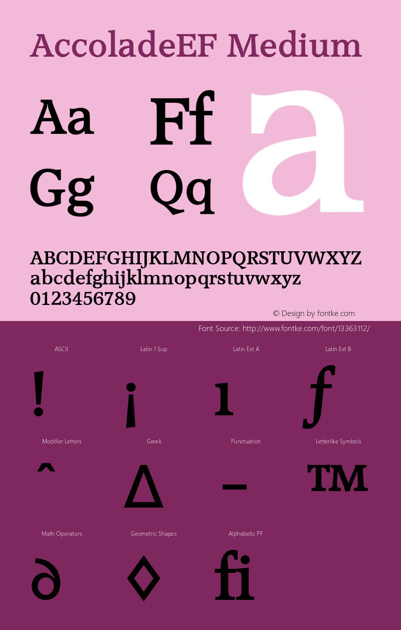 AccoladeEF Medium 001.000 Font Sample