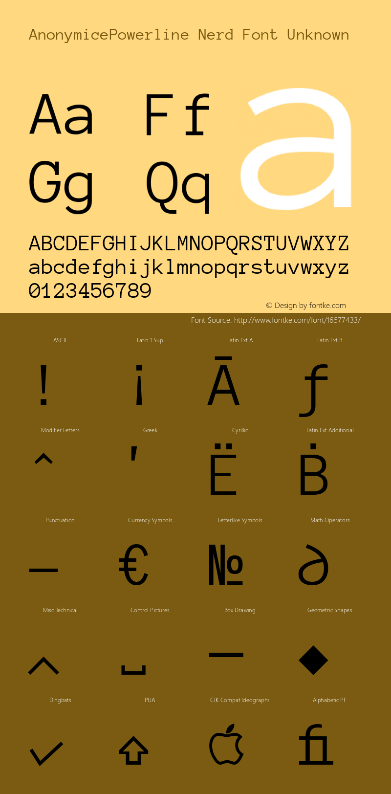 AnonymicePowerline Nerd Font Unknown Version 1.002 Font Sample