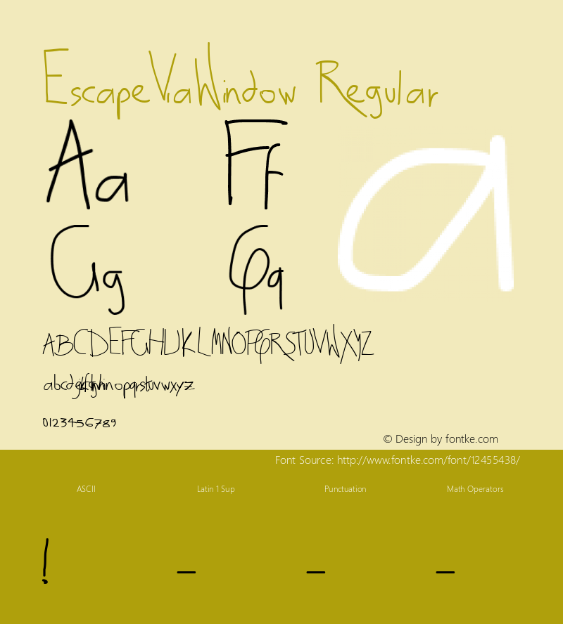 EscapeViaWindow Regular Fontographer 4.7 15/10/10 FG4M­0000002045 Font Sample