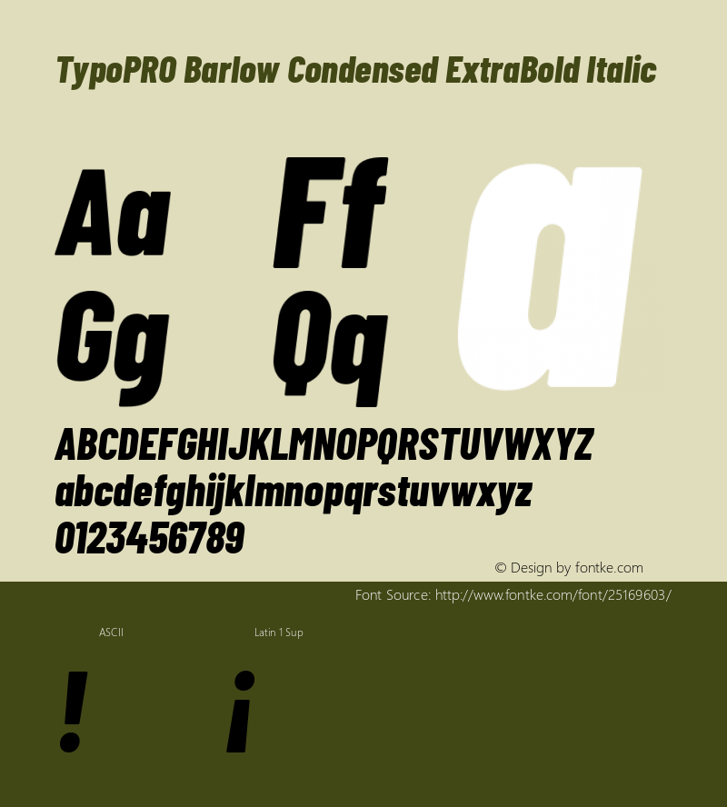 TypoPRO Barlow Condensed ExtraBold Italic Version 1.301 Font Sample