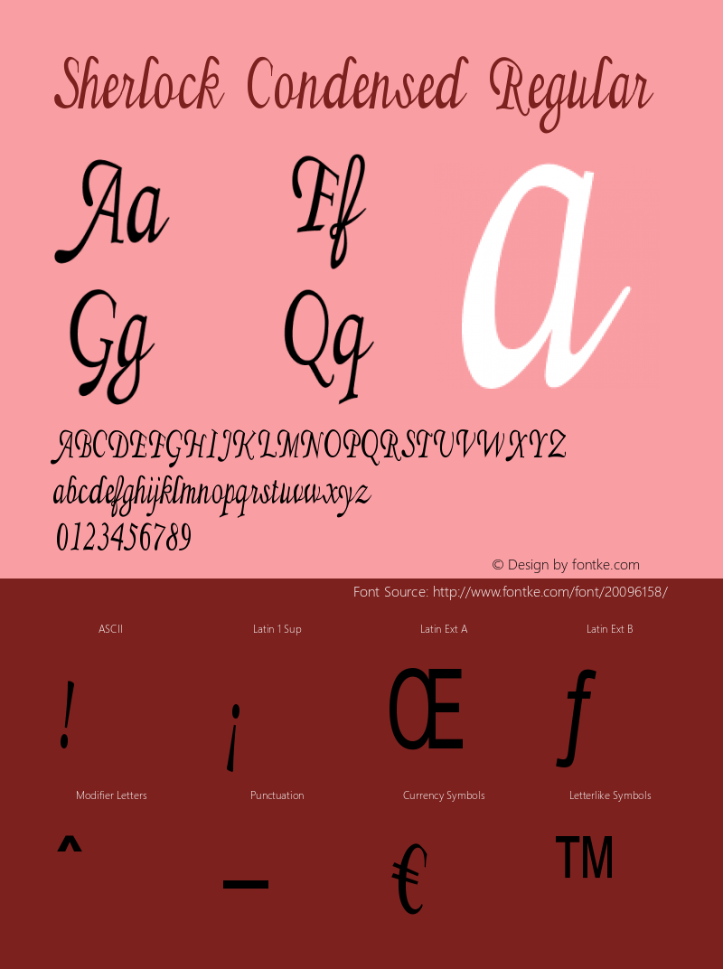 Sherlock-CondensedRegular Version 1.000 Font Sample