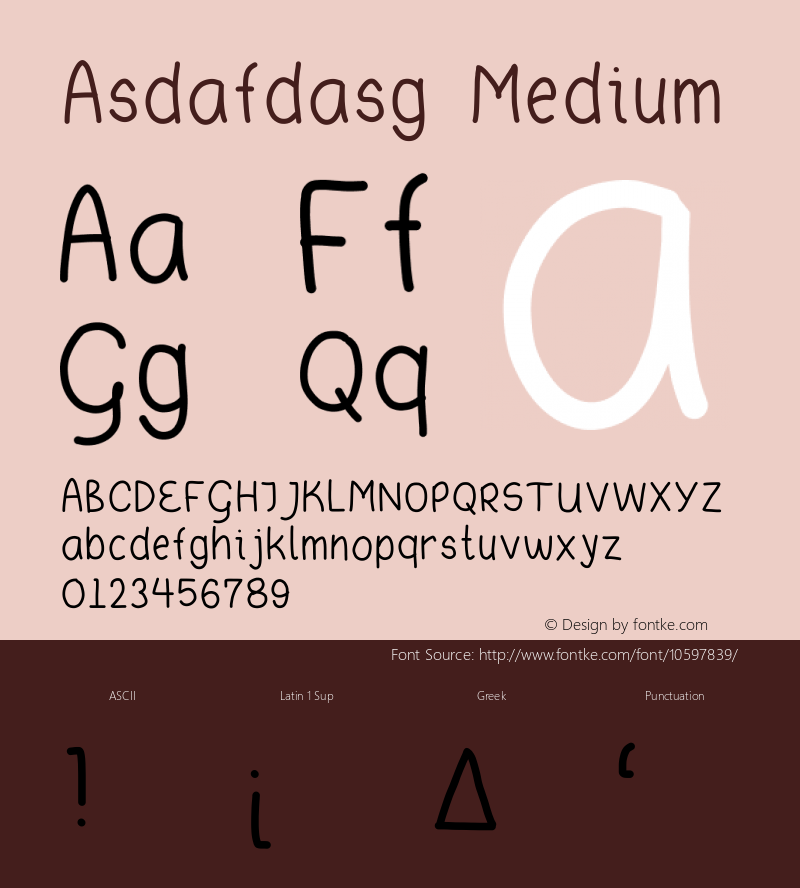 Asdafdasg Medium Version 1.0 Font Sample