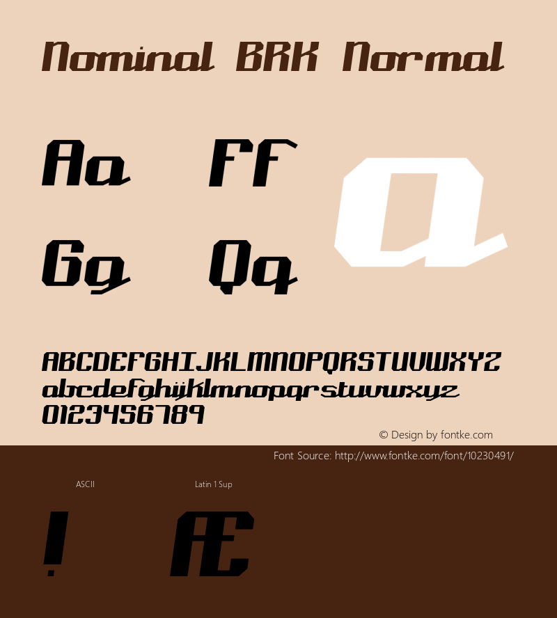 Nominal BRK Normal Version 1.32 Font Sample