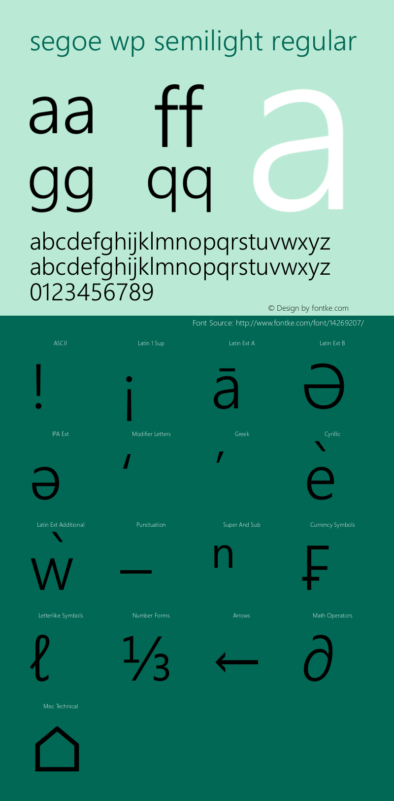 Segoe WP SemiLight Regular Version 1.01 Font Sample