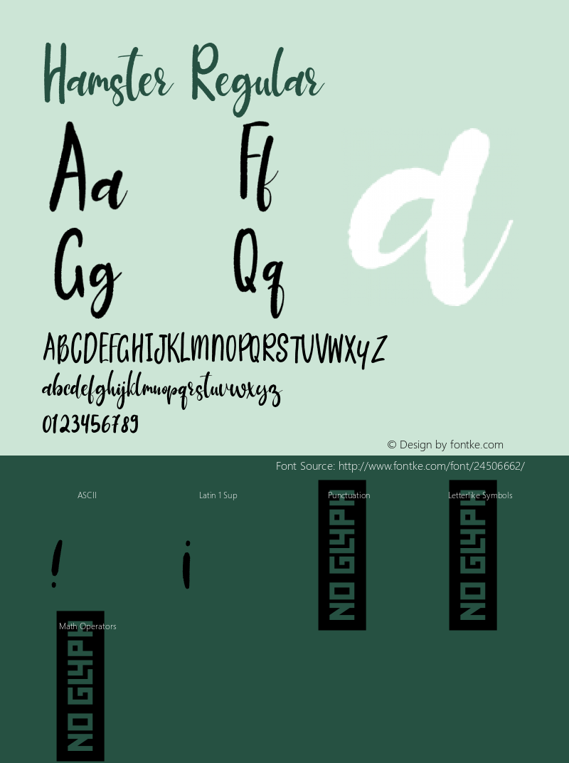 Hamster Regular Version 1.000 Font Sample