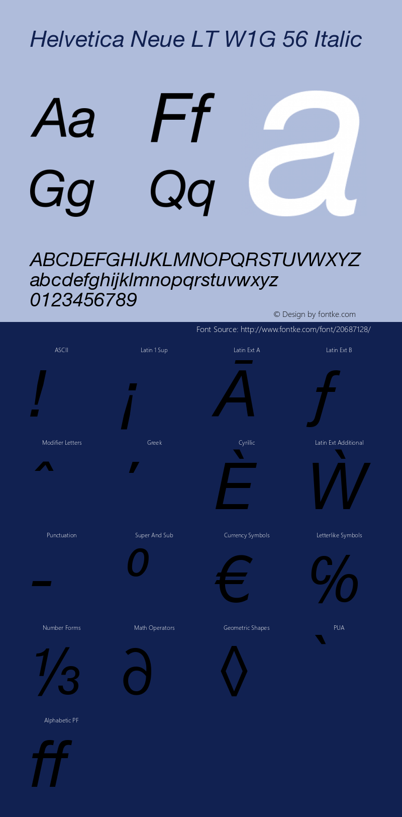HelveticaNeueLTW1G-It Version 1.100;PS 001.001;hotconv 1.0.38 Font Sample