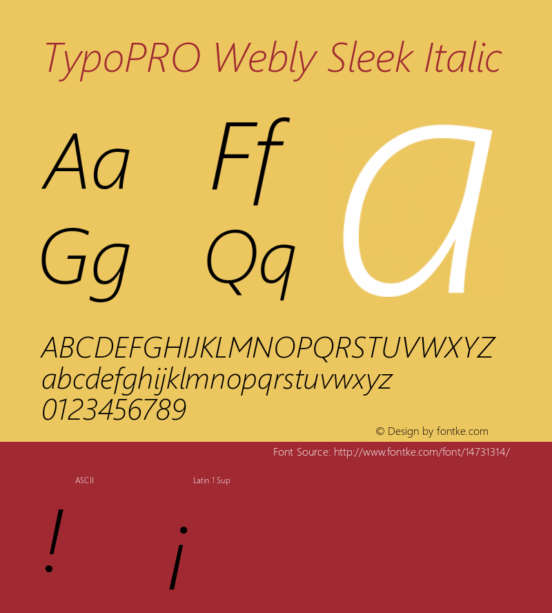 TypoPRO Webly Sleek Italic Version 5.22 January 23, 2013 Font Sample