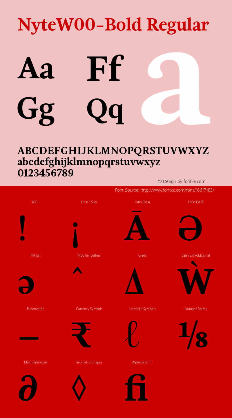 NyteW00-Bold Regular Version 1.30 Font Sample