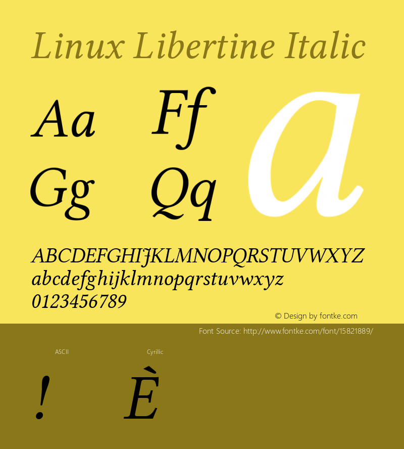 Linux Libertine Italic Version 5.1.3 ; ttfautohint (v1.4.1) Font Sample