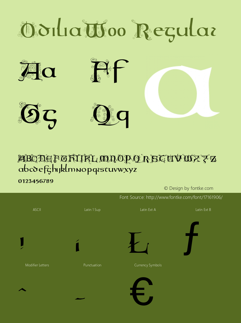 OdiliaW00 Regular Version 1.1 Font Sample