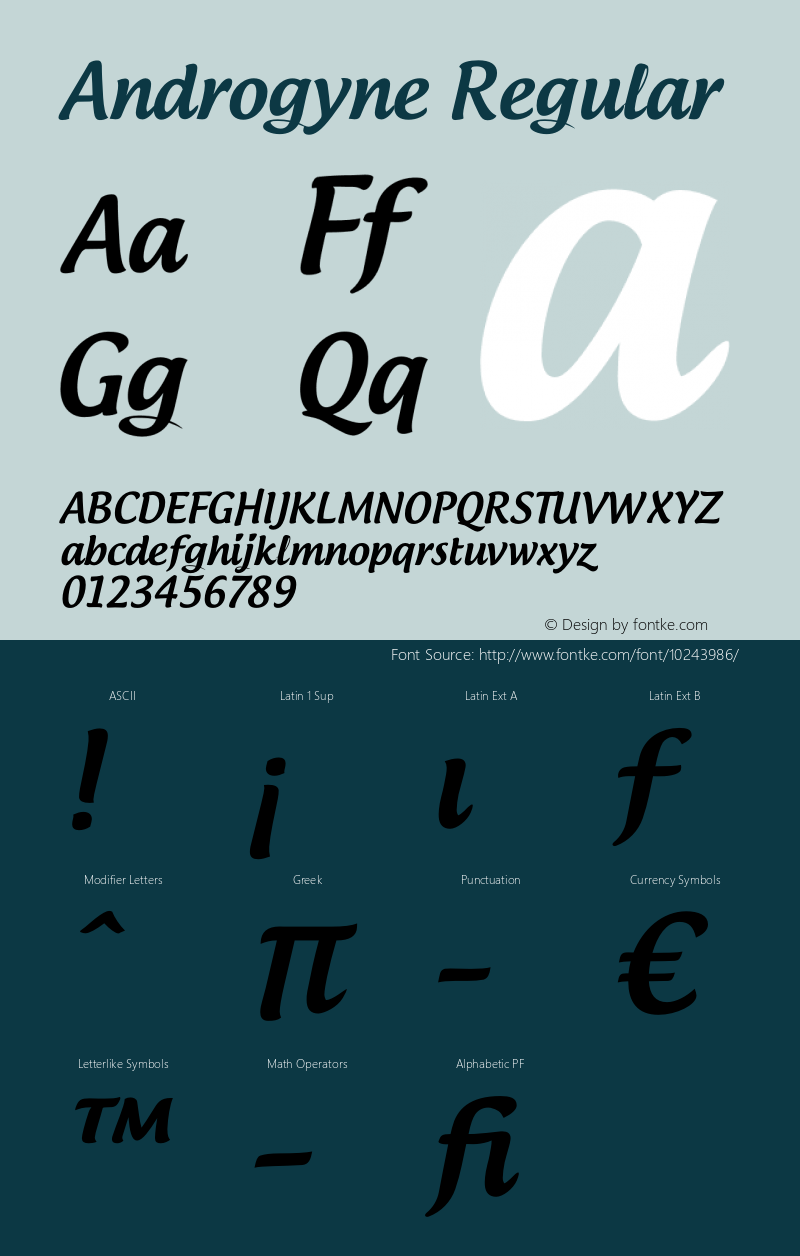 Androgyne Regular Version 1.000;PS 001.000;hotconv 1.0.38 Font Sample