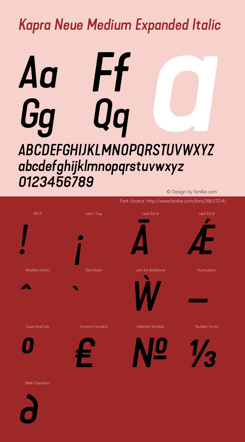 Kapra Neue Medium Expanded Italic Version 1.000;PS 001.000;hotconv 1.0.88;makeotf.lib2.5.64775 Font Sample