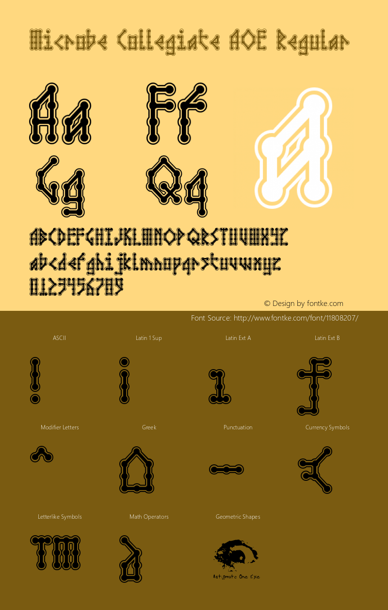 Microbe Collegiate AOE Regular Macromedia Fontographer 4.1.2 6/17/01 Font Sample