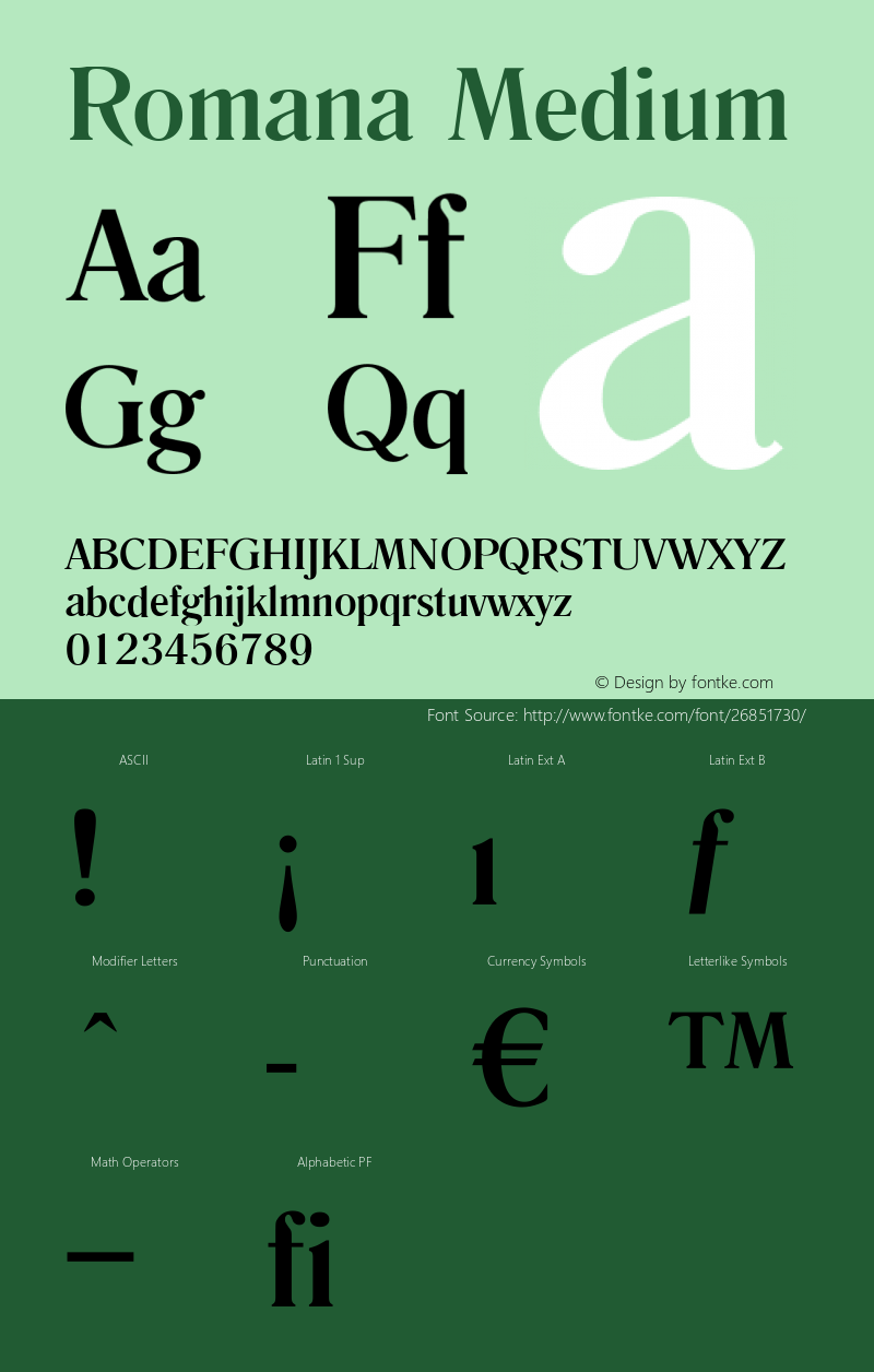 Romana Medium Version 1.001 Font Sample