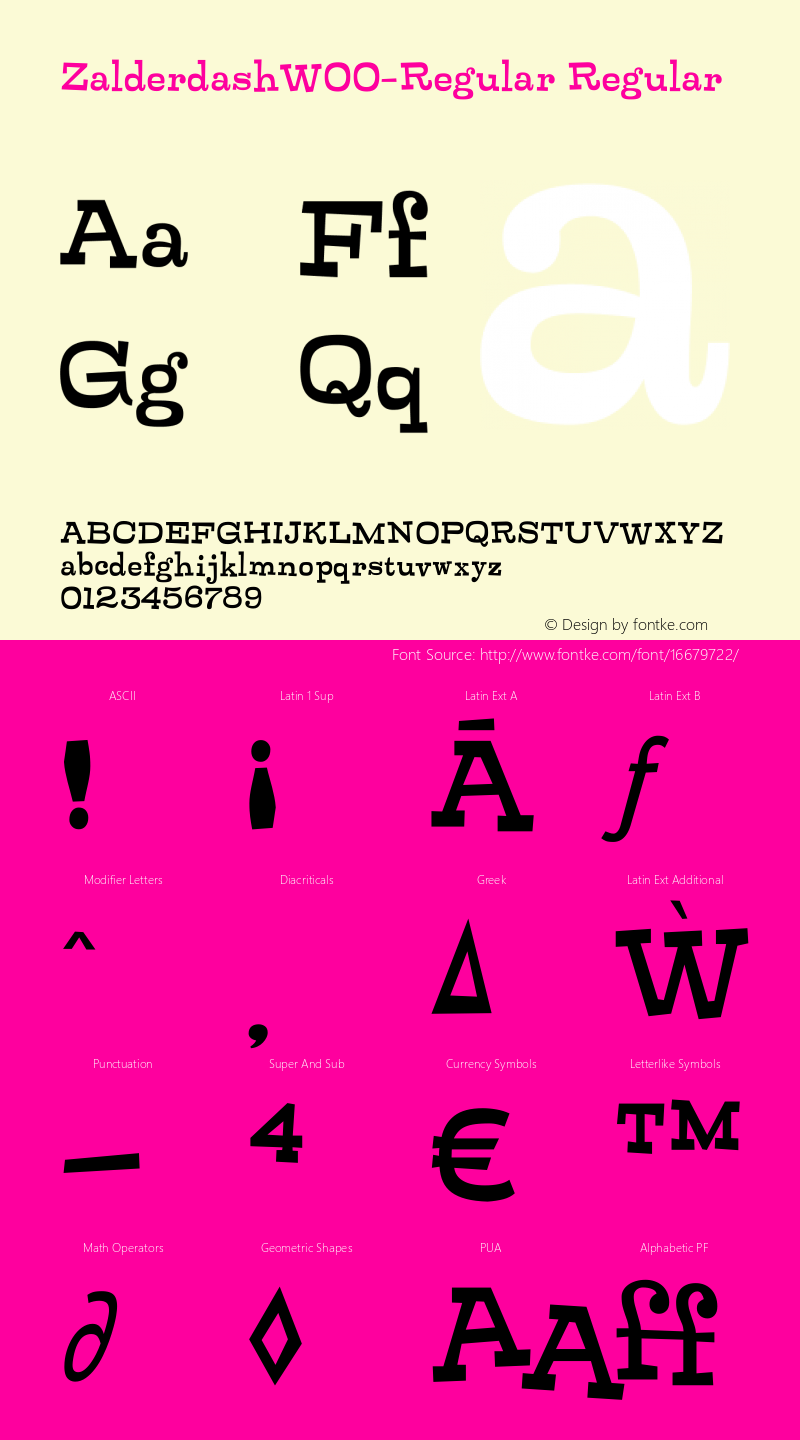 ZalderdashW00-Regular Regular Version 2.10 Font Sample