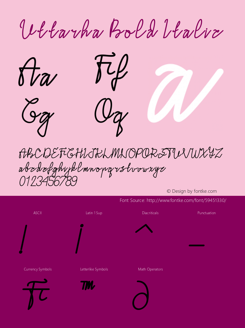 Uttarha Bold Italic Version 1.00;March 26, 2020;FontCreator 12.0.0.2555 64-bit Font Sample