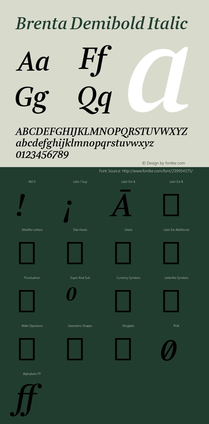 Brenta Demibold Italic Version 1.002图片样张