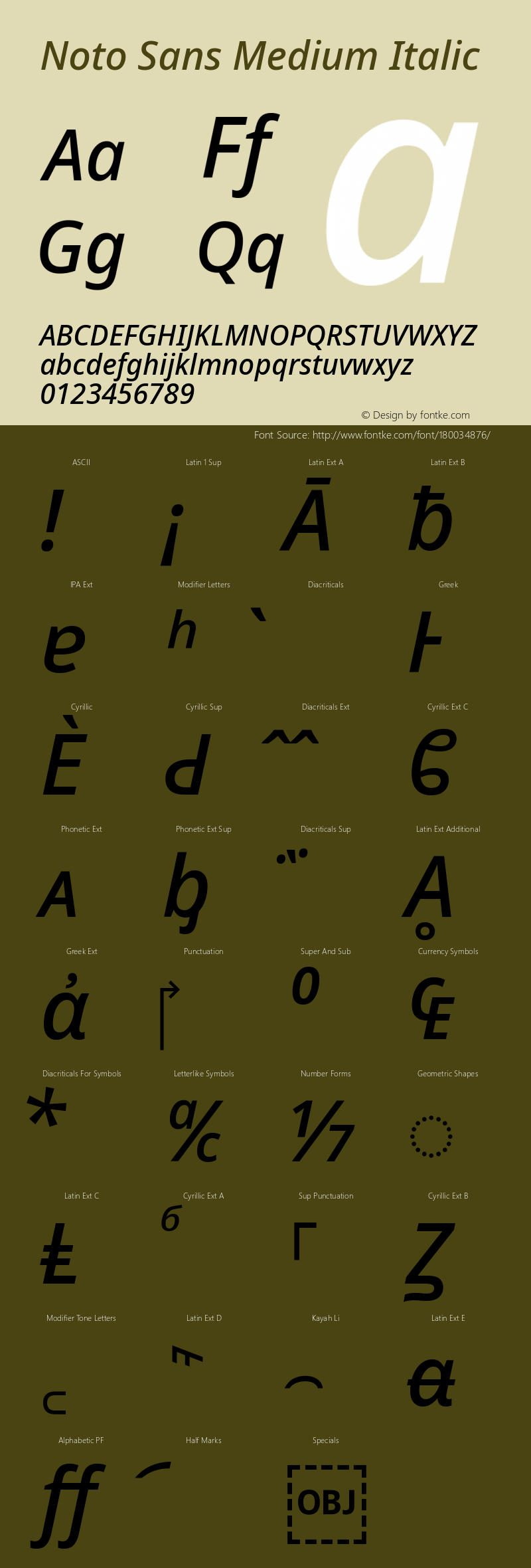 Noto Sans Medium Italic Version 2.003图片样张