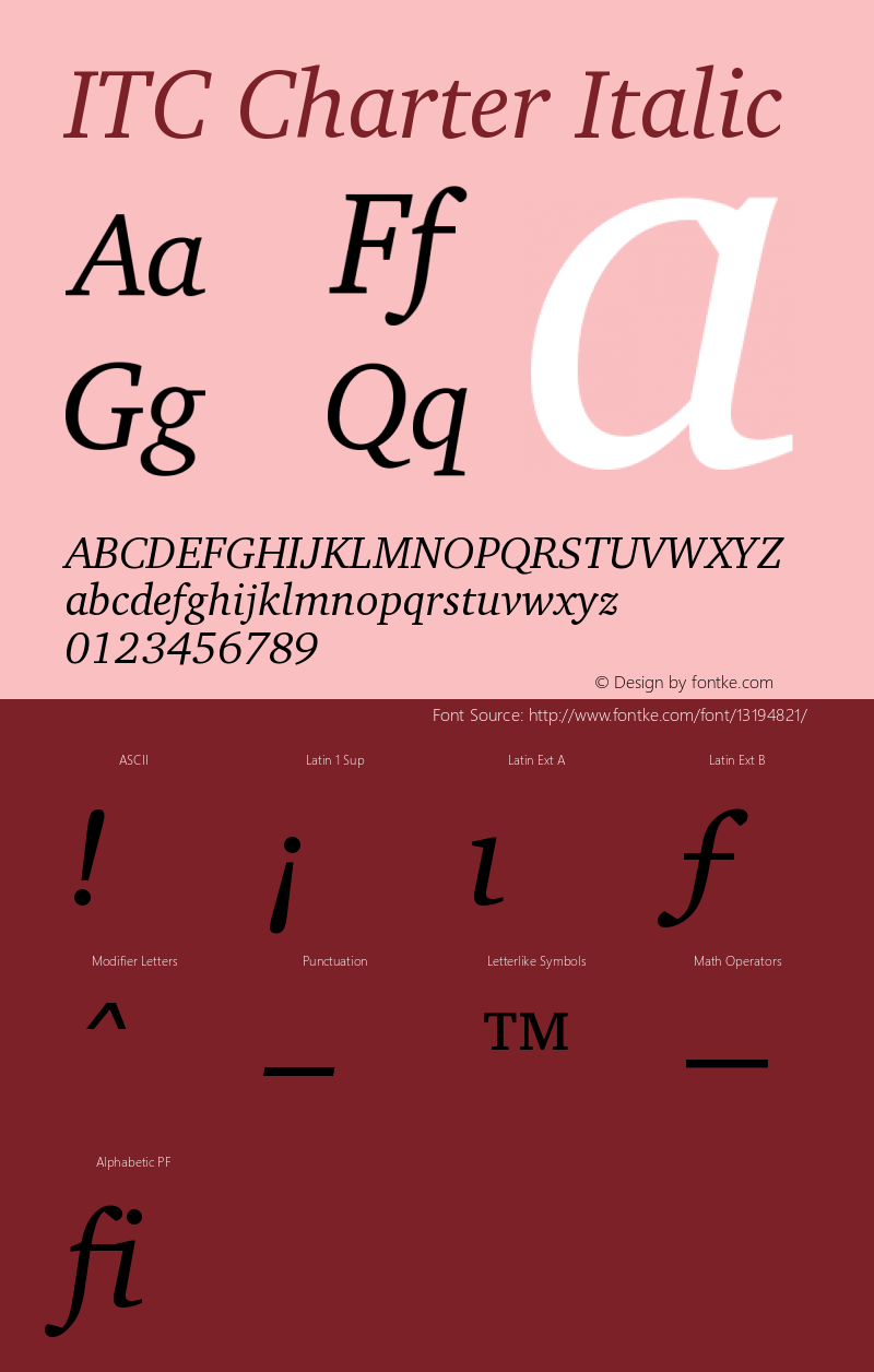 ITC Charter Italic Version 003.001 Font Sample