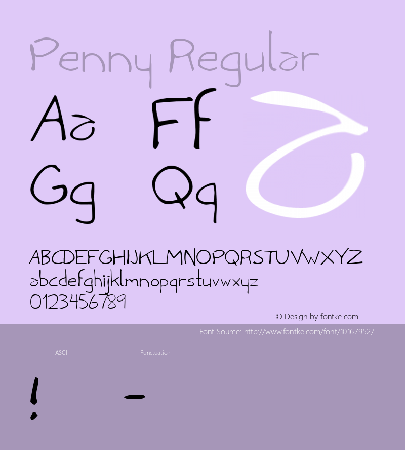 Penny Regular Macromedia Fontographer 4.1 3/12/98 Font Sample