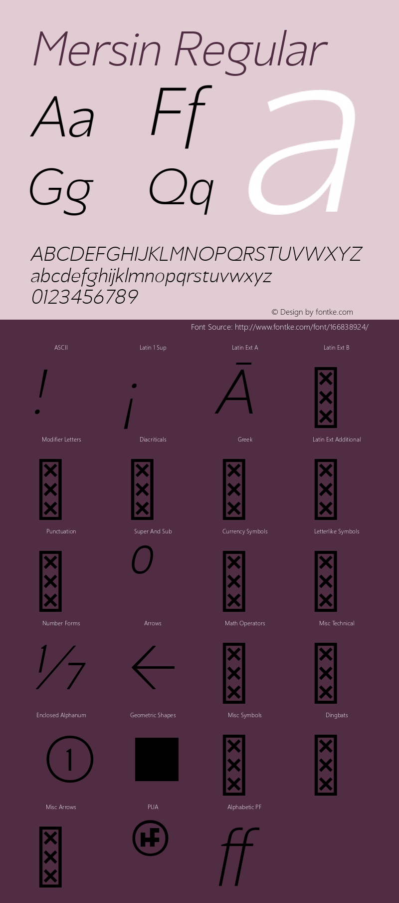 Mersin Extra Light Italic Version 1.00 Font Sample