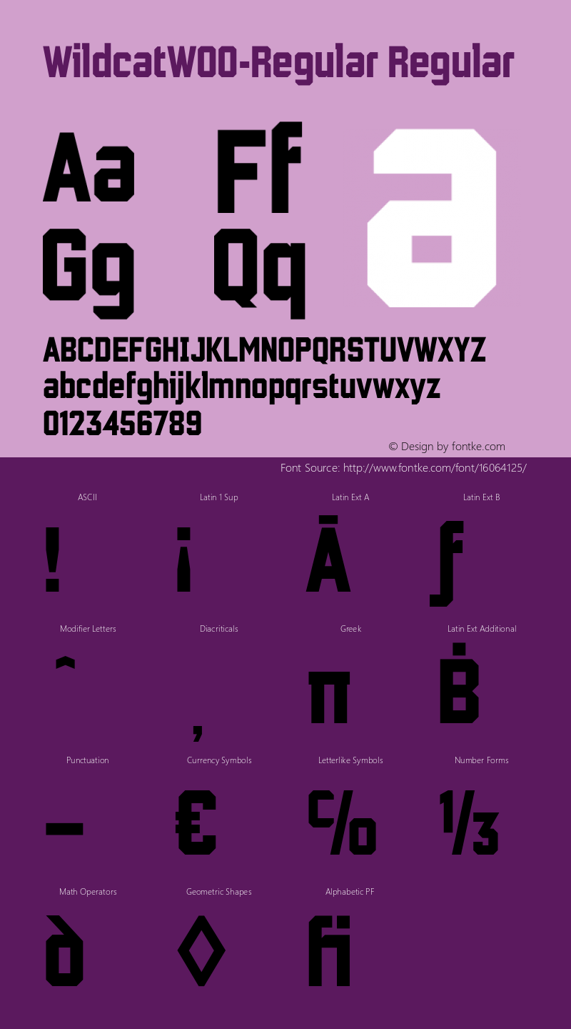 WildcatW00-Regular Regular Version 1.00 Font Sample