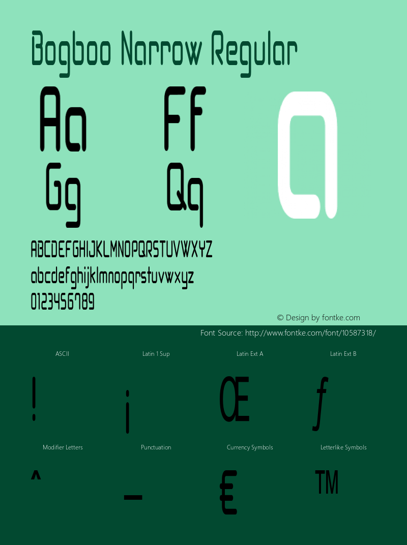 Bogboo Narrow Regular Version 1.000 Font Sample