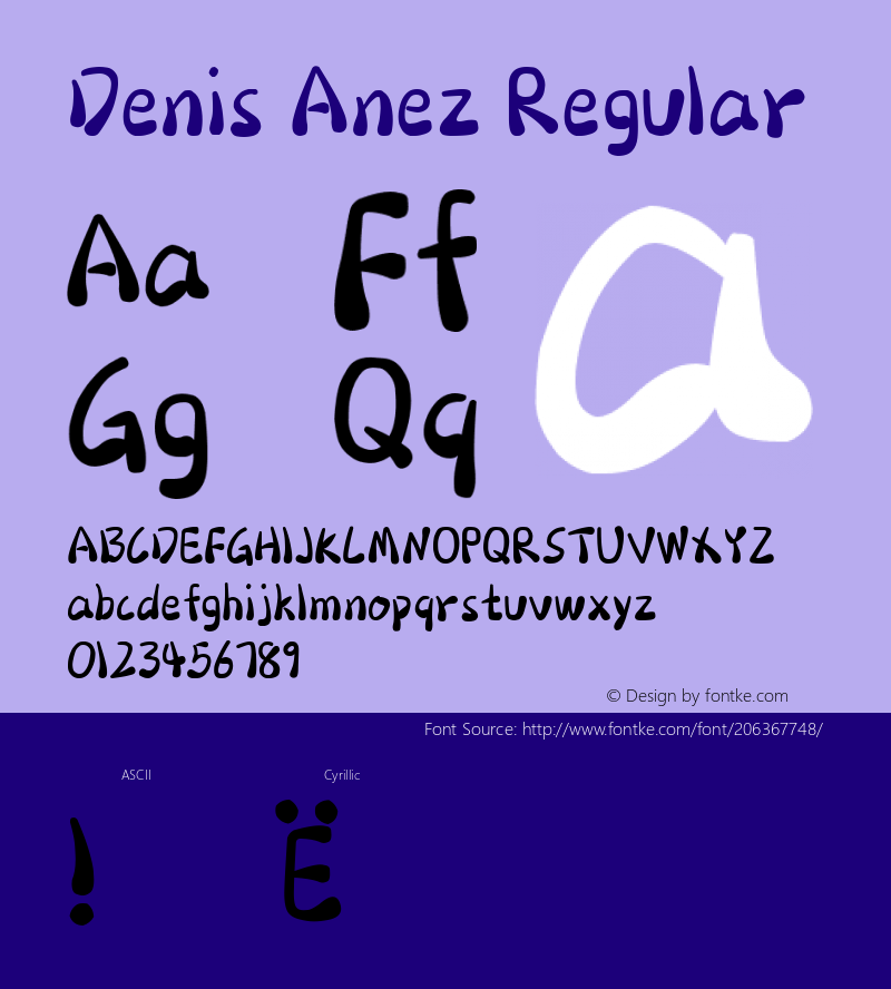 Denis Anez Version 1.000;January 14, 2022;FontCreator 14.0.0.2794 64-bit图片样张