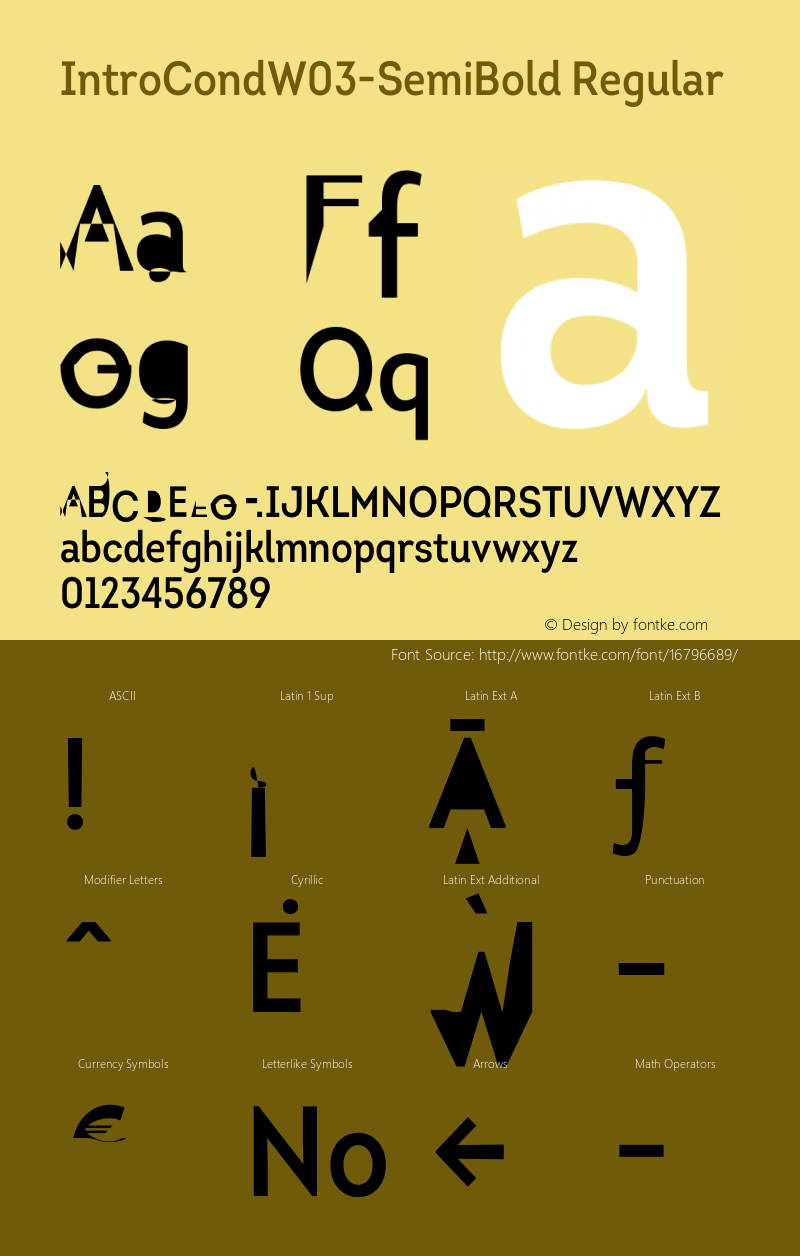 IntroCondW03-SemiBold Regular Version 1.00 Font Sample