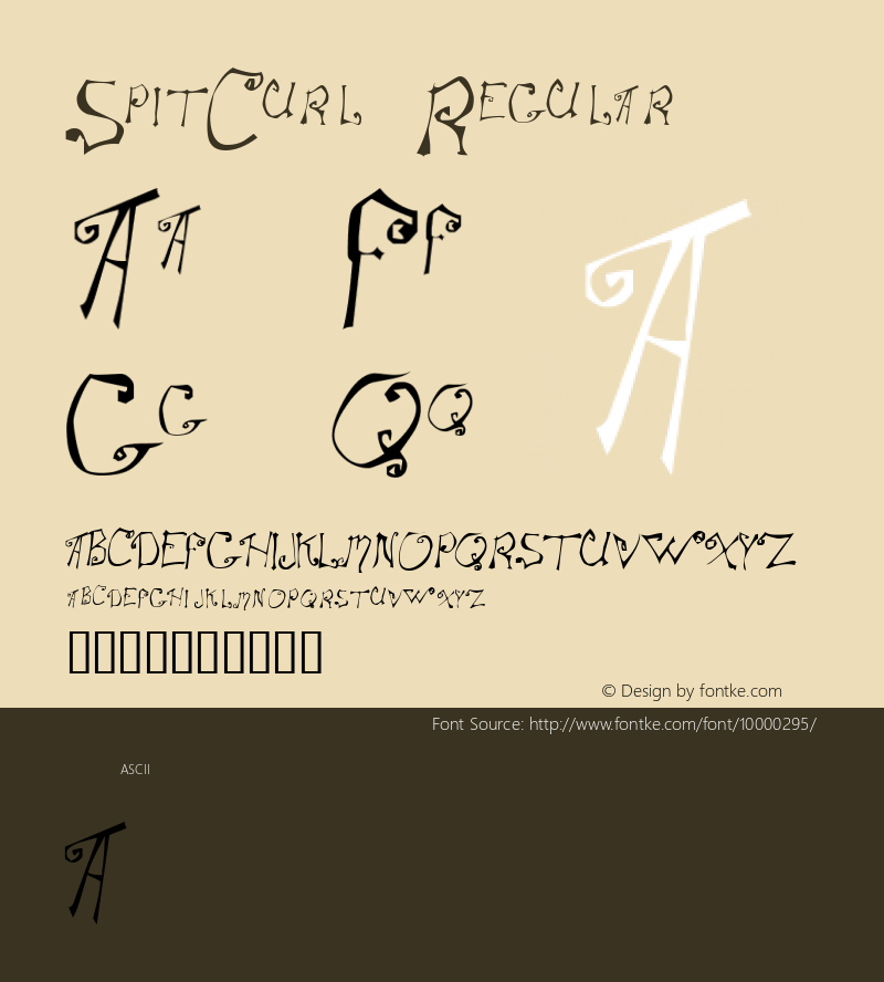 SpitCurl Regular Macromedia Fontographer 4.1 1/1/99 Font Sample