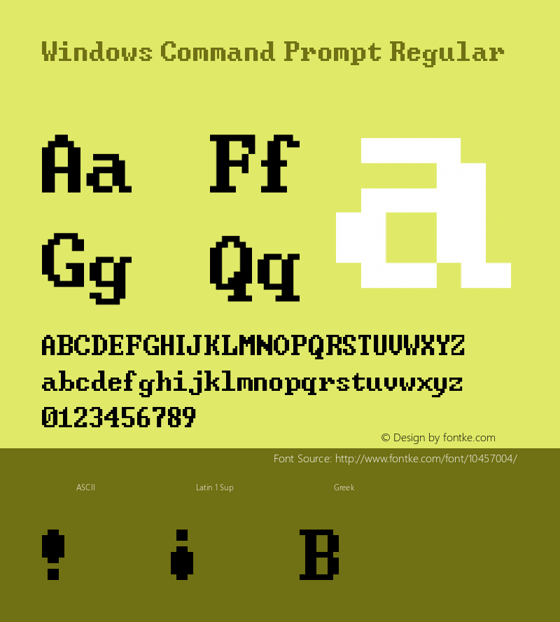 Windows Command Prompt Regular Version 1.0 Font Sample