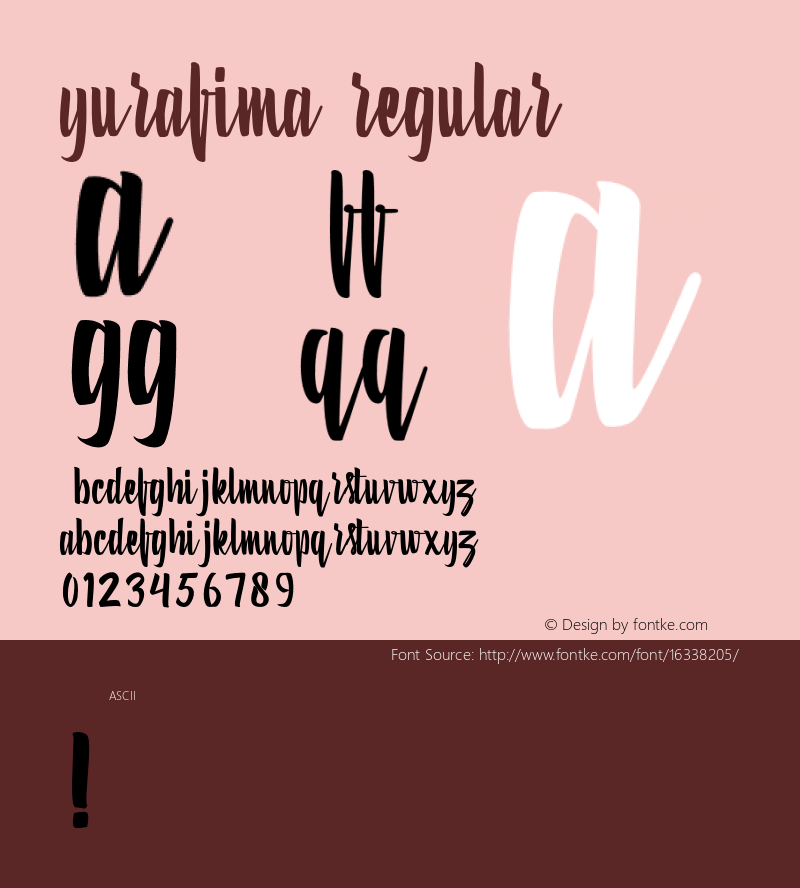 Yurafima Regular 1.0 Font Sample