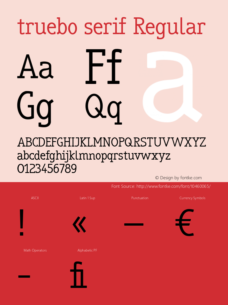 truebo serif Regular Version 1.000 Font Sample