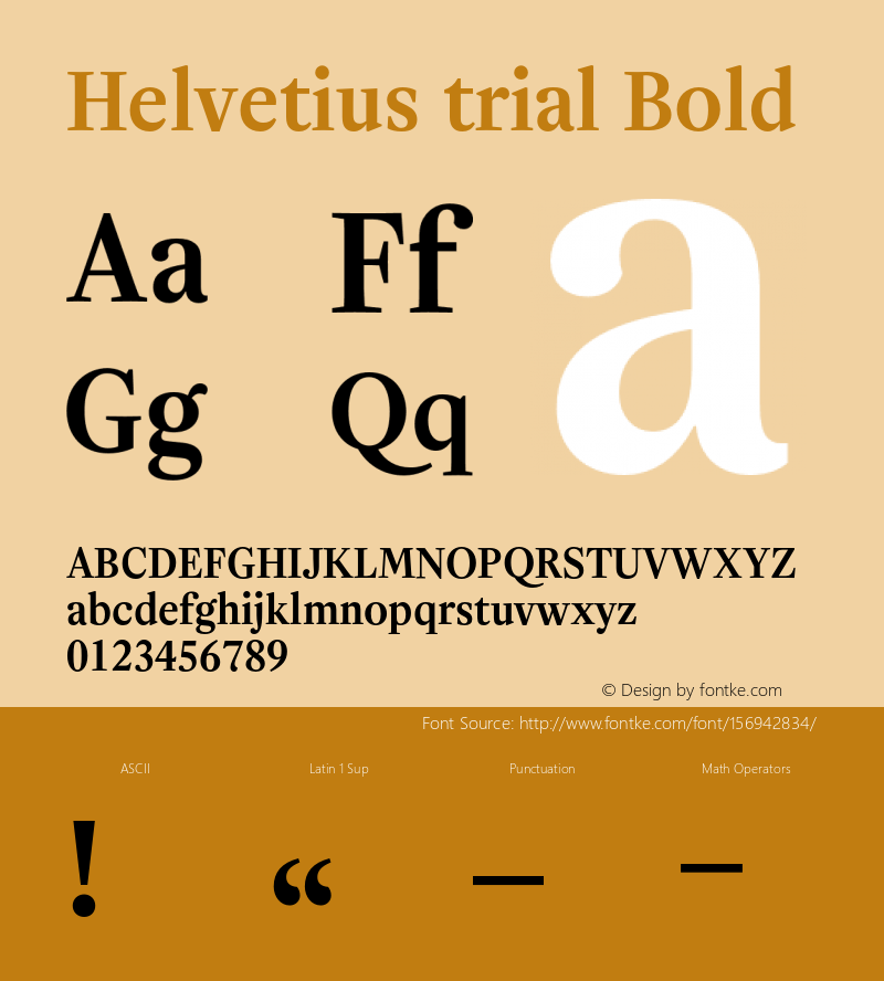 Helvetius trial Bold Version 1.002 Font Sample