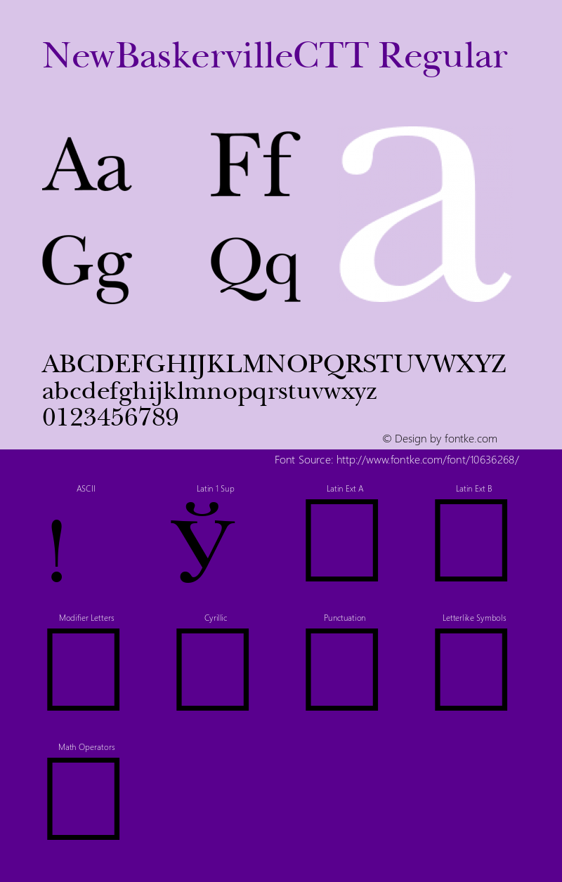 NewBaskervilleCTT Regular 1.000.000 Font Sample