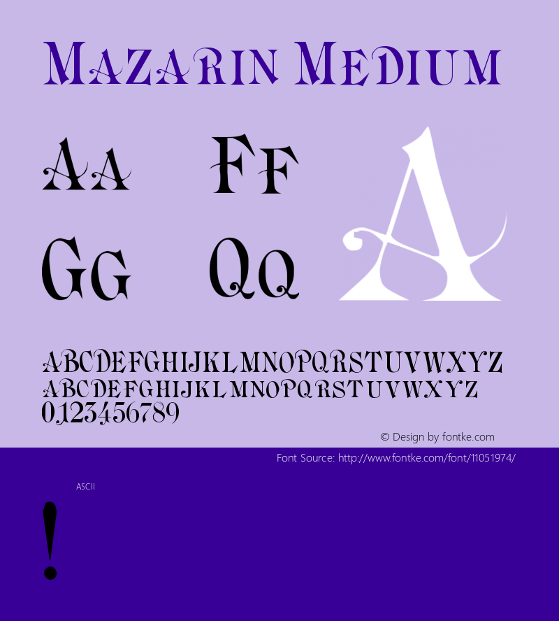 Mazarin Medium Version 001.000 Font Sample