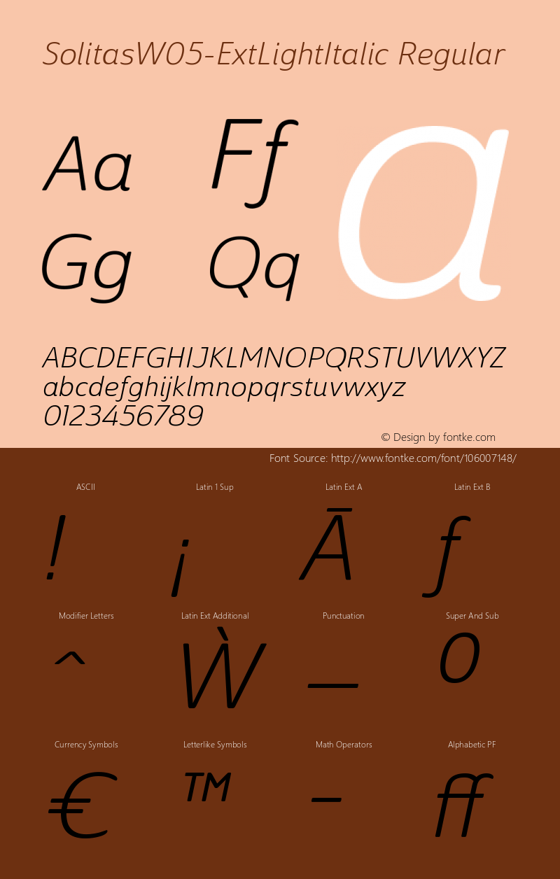 Solitas W05 Ext Light Italic Version 1.00 Font Sample