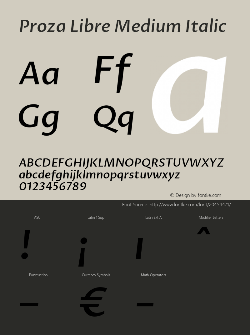 Proza Libre Medium Italic Version 1.000; ttfautohint (v1.4.1.8-43bc) Font Sample