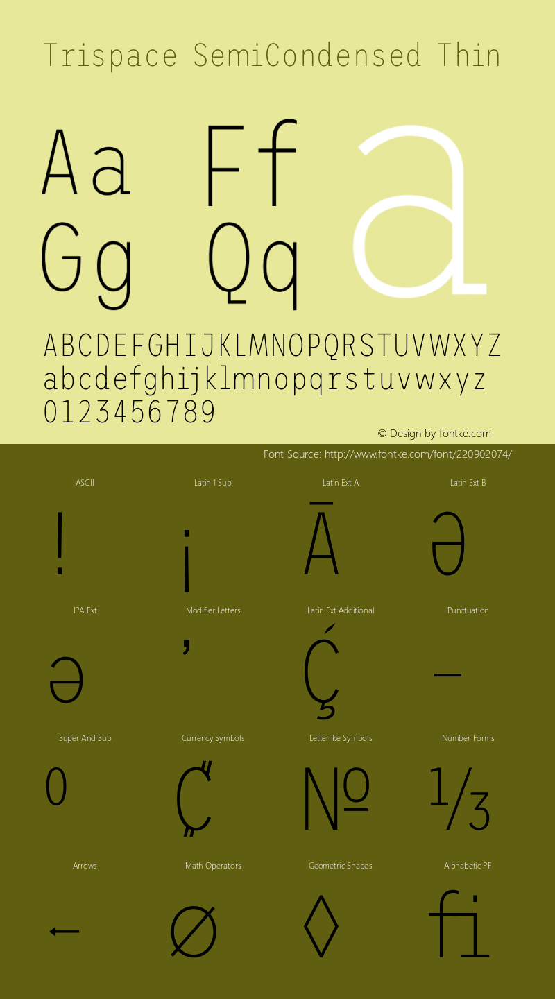 Trispace SemiCondensed Thin Version 1.210图片样张