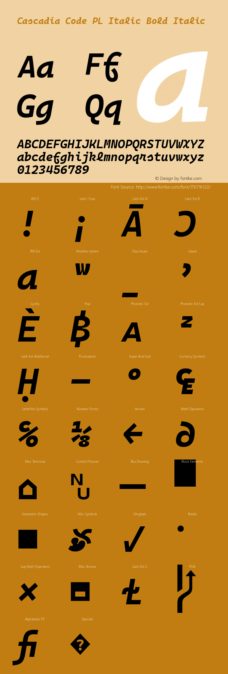 Cascadia Code PL Italic Bold Italic Version 2105.024图片样张