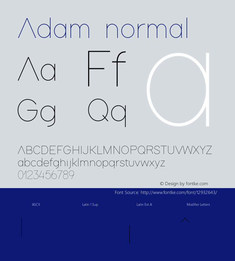 Adam normal Version 1 Font Sample