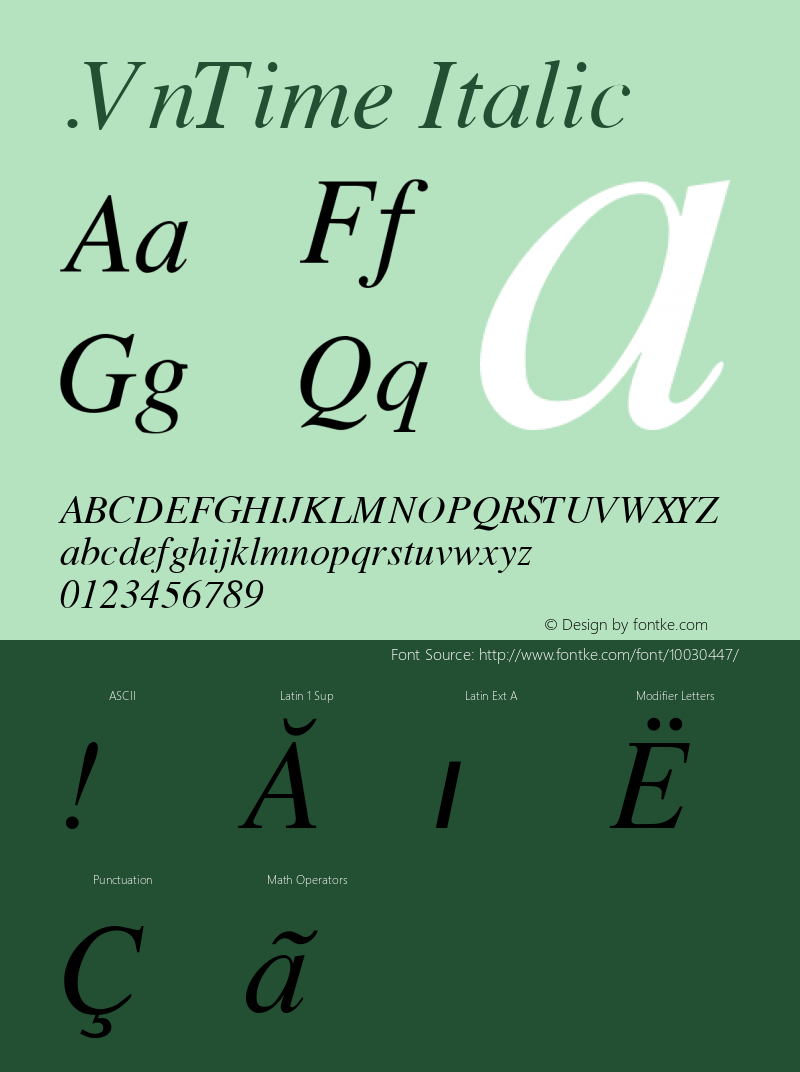 .VnTime Italic MS core font:V1.00 Font Sample